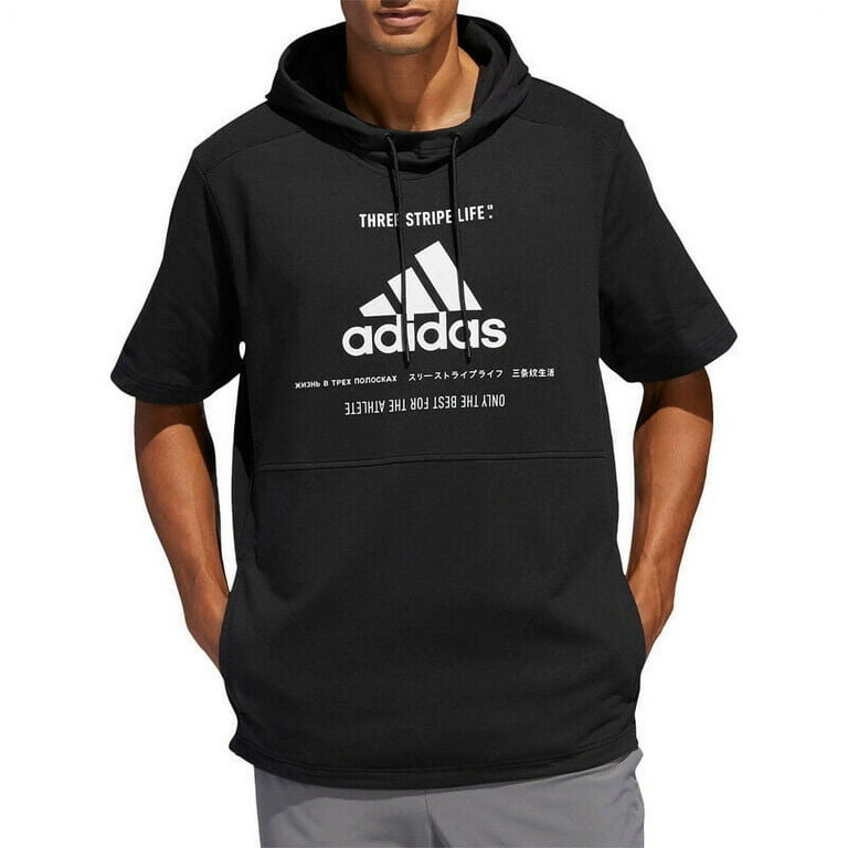 Adidas Men s Post Game Short Sleeve Hoodie Black DZ1130 Walmart