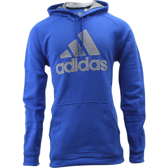 Adidas Men's Pullover Core Logo Blue/MGH Solid Grey Fleece Hoodie Sweater