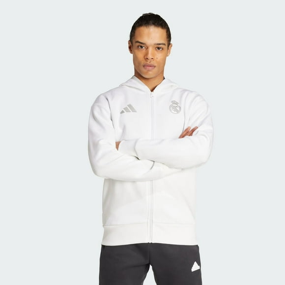 Men's Real Madrid Full Zip Hooded Anthem Jacket IT3805 White