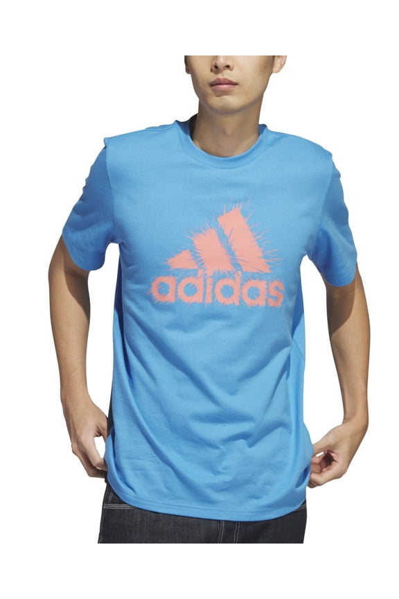 Men's Short Sleeve Logo Graphic T Shirt Pulse Blue Coral Pink Medium
