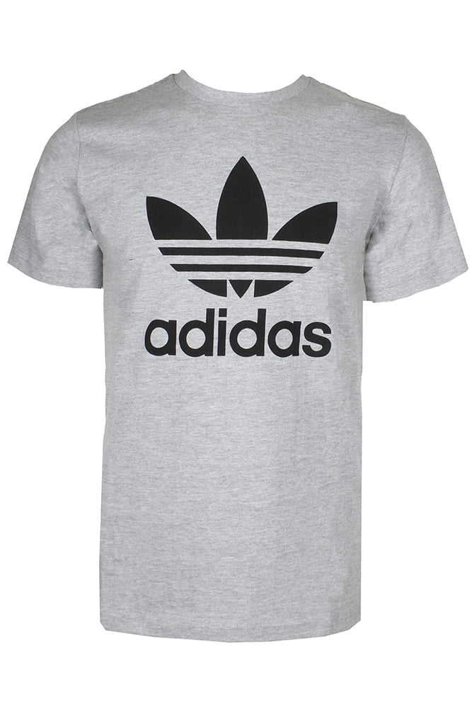 Sleeve Grey Adidas T-Shirt S Heather Men\'s Shirt Short Trefoil Logo Athletic Graphic