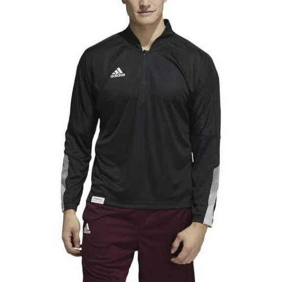 Adidas Men's Sideline 21 Long Sleeve 1/4 Zip Knit Pullover GM2576 Black/White