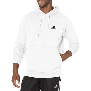 Adidas Men's Size Essentials Fleece Hoodie, White/Black, X-Large/Tall