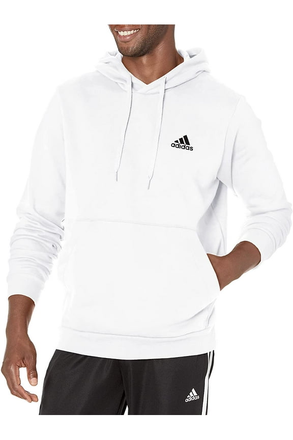 Men's Size Essentials Fleece Hoodie, White/Black, X-Large/Tall