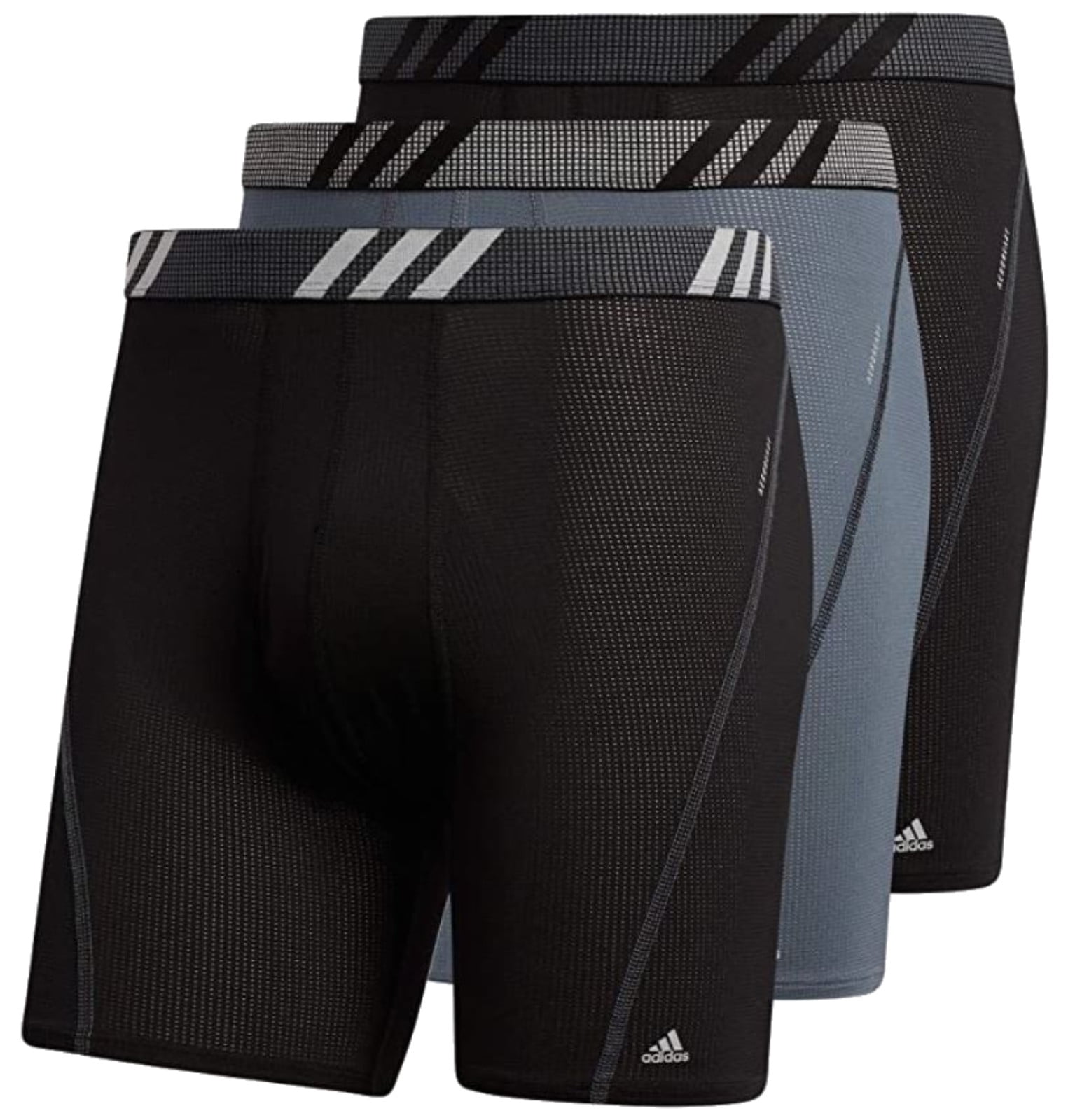 Adidas Men's Sport Mesh Boxer Brief Underwear (3-Pack) � Black/Onix/Black  (M) 