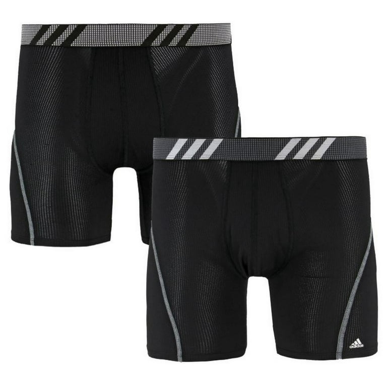Adidas Men's Sport Performance Boxer Briefs (2 Pack) Undies Climacool  (Black, M)