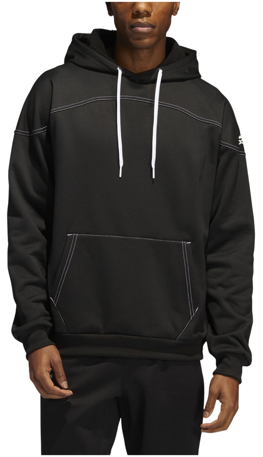 Adidas Men's Stadium Aeroready Fleece Pullover Hoodie – Team Black/White (M)
