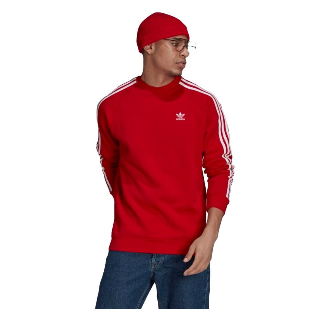 Adidas Men\'s Sweatshirt Adicolor Classic 3-Stripes Crew Casual Pullover  Sweater, Red, S