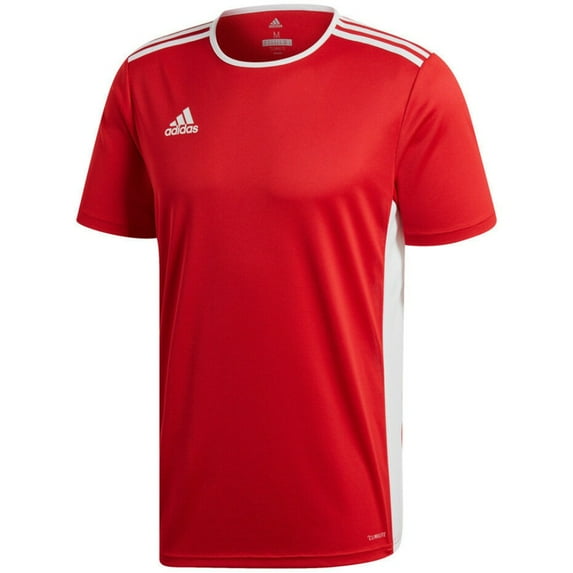 Adidas Men's T-Shirt Entrada 18 Climalite Aeroready Crew Sports Gym Workout Top, Red, XL