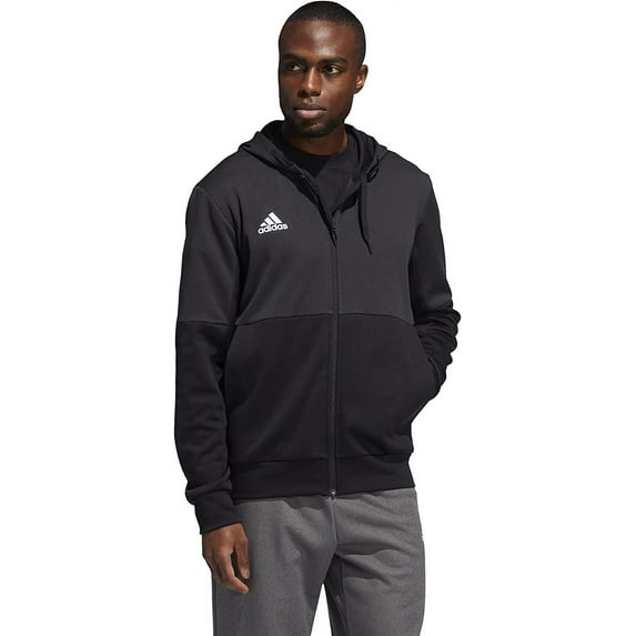 FQ0079 Adidas Men's Team Issue Full Zip Jacket Black Melange/White S