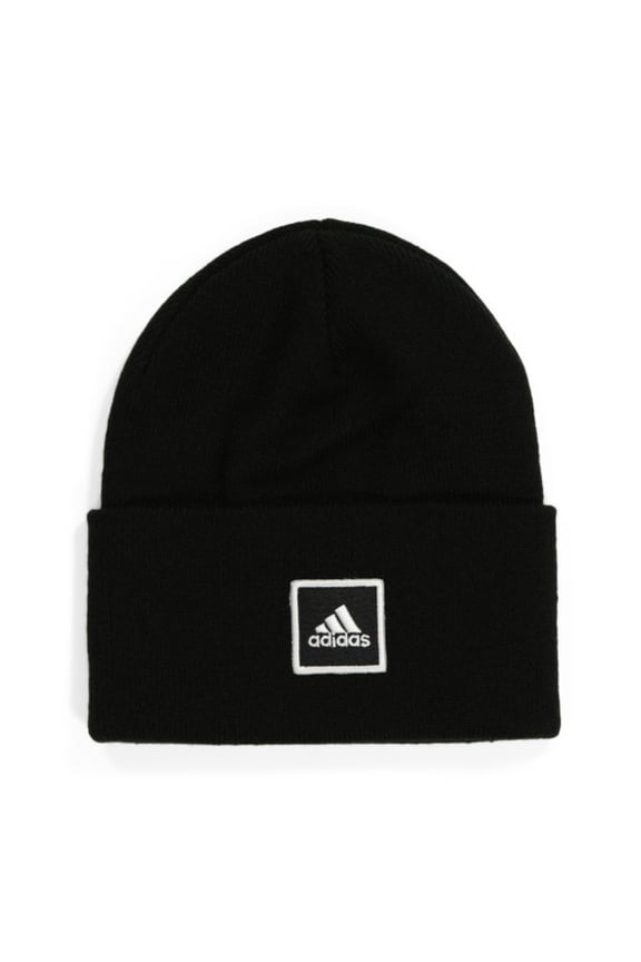 Men's Unisex Wide Cuff Fold Beanie Knit Winter Hat (Black)