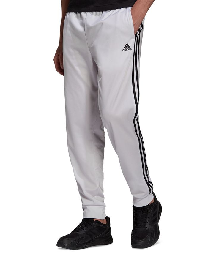 Adidas Men's Warm-Up Tricot Tapered 3-Stripe Training Pants in White ...