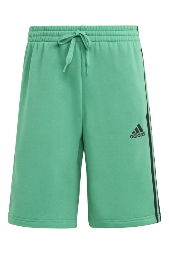 Mens 3 Stripes 10" Fleece Shorts Green Small