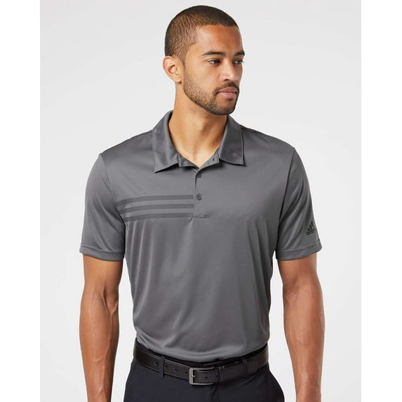 Adidas Mens 3-Stripes Chest Polo, 2XL, Grey Five/Black