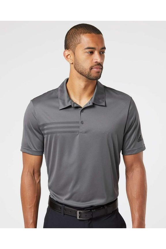 Mens 3-Stripes Chest Polo, 2XL, Grey Five/Black