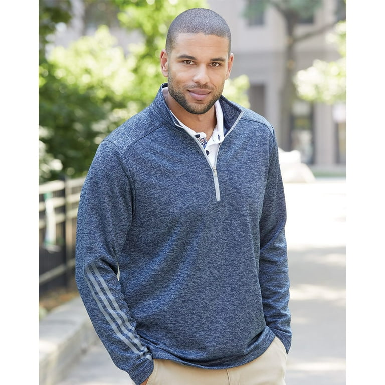 Adidas Mens Brushed Terry Heathered Quarter Zip Pullover M