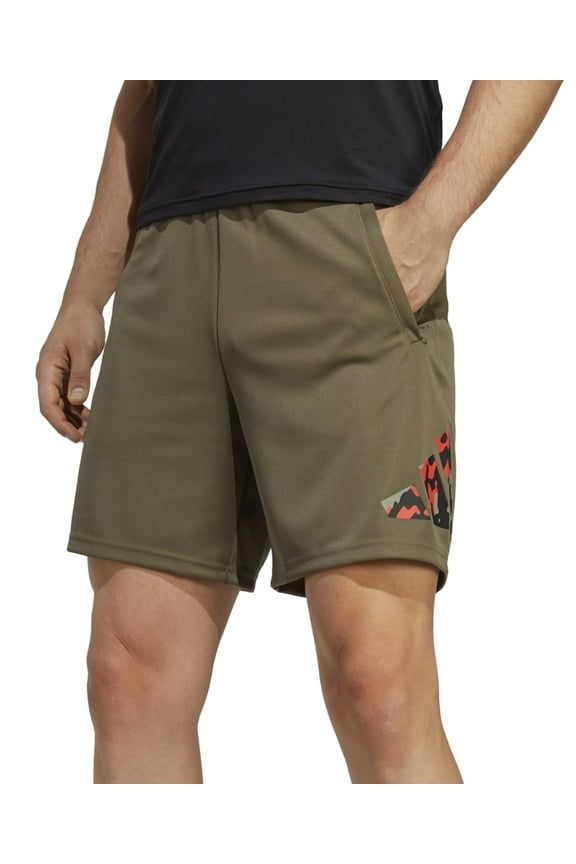 Mens Camo Filled Logo Moisture Wicking Training Shorts Olive XL