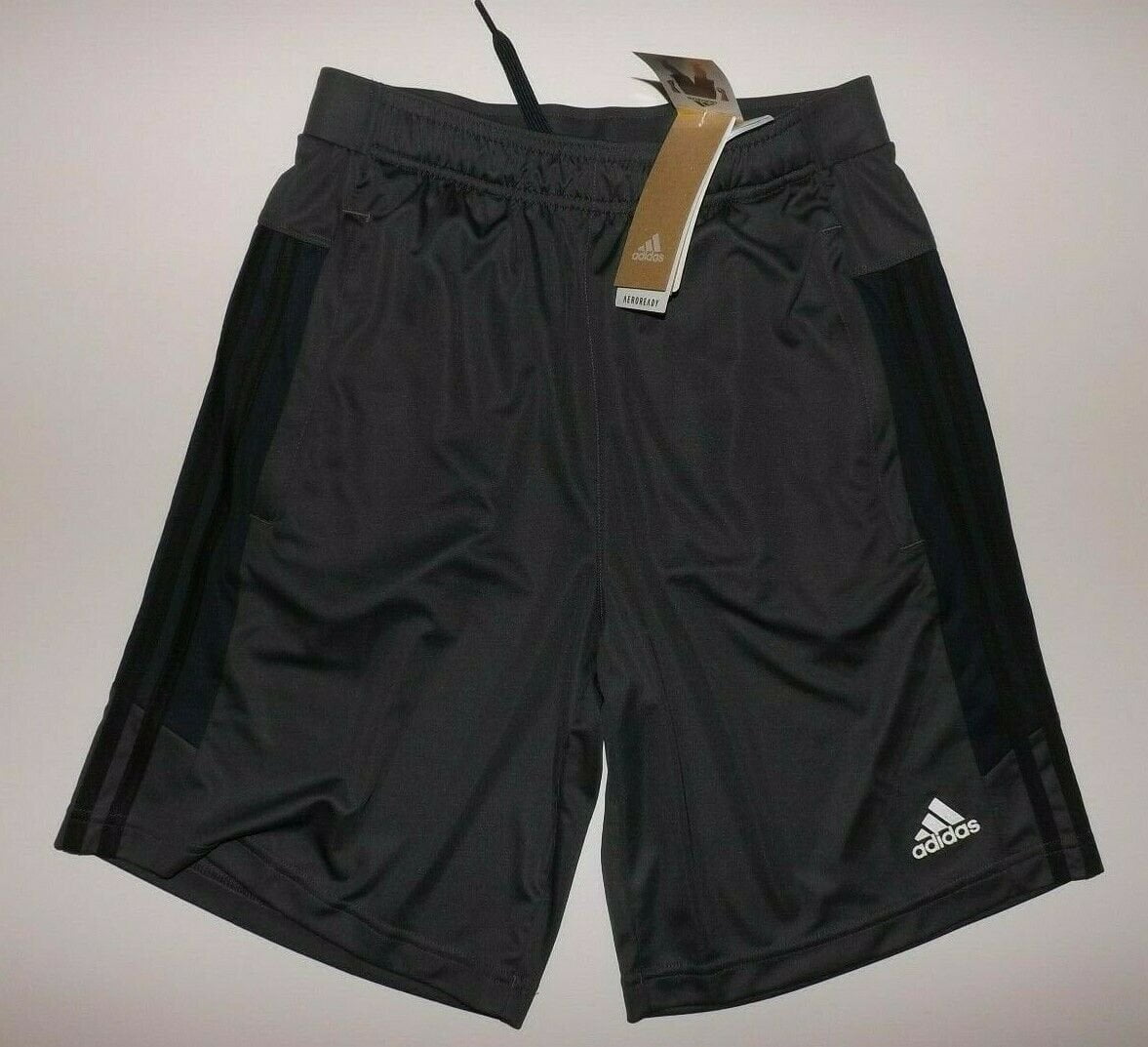 Adidas Mens Gray Black Blue Athletic POL 3S Shorts NWT MENS S Small