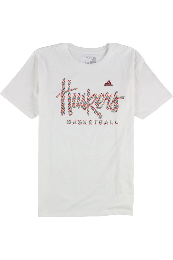 Mens Huskers Basketball Graphic T-Shirt, White, Large