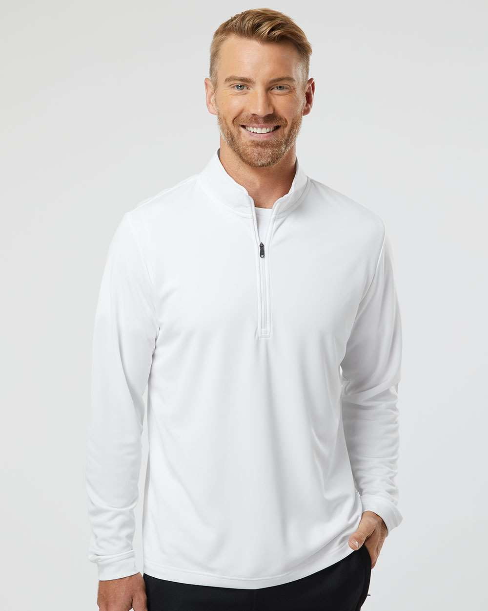 Adidas Mens Lightweight Quarter-Zip Pullover, XL, White
