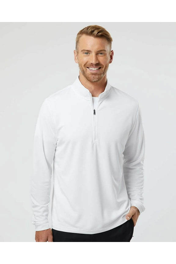 Mens Lightweight Quarter-Zip Pullover, XL, White