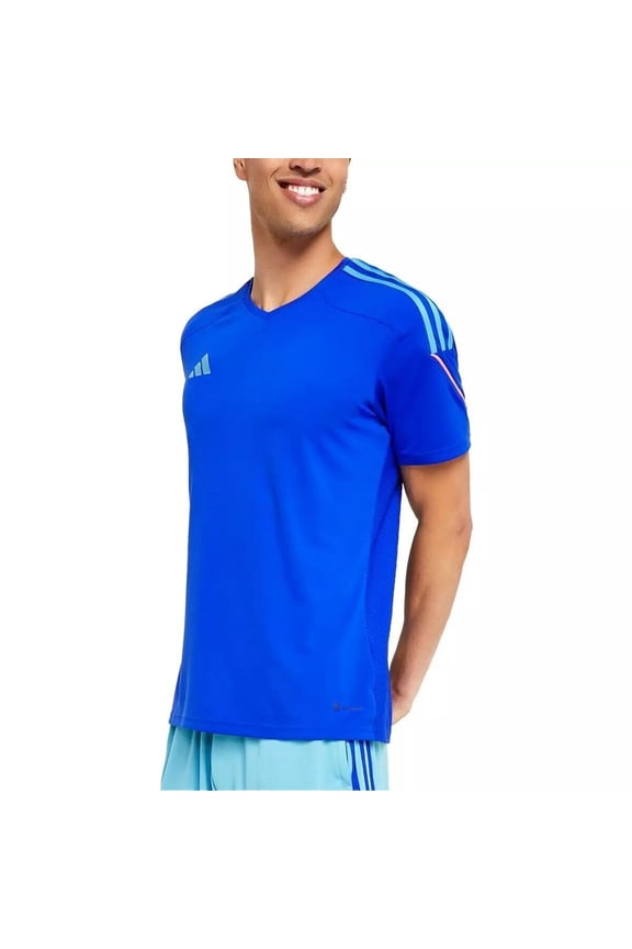 Mens Tiro 23 League Slim-Fit Performance 3-Stripes T-Shirt Blue Small