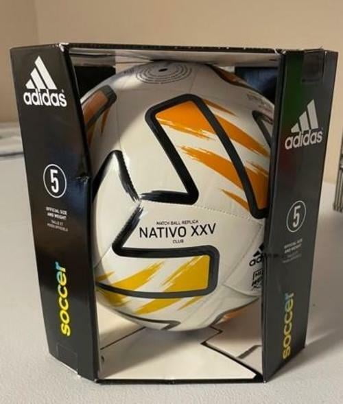 Adidas NATIVO XXV Official Size 5 Soccer Ball White/Black /Yellow