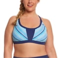 thumbnail image 1 of Adidas Navy Stripe A Pose Sports Racerback Swim Bikini Top Women's Plus Size 1XL, 1 of 2