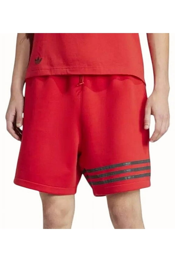 Neuclassic Red Striped Shorts Drawstring Waist Side Pockets
