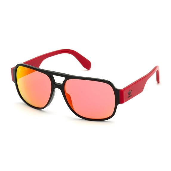 Adidas OR0006 Full Rim Aviator Shiny Black / Bordeaux Mirror Sunglasses