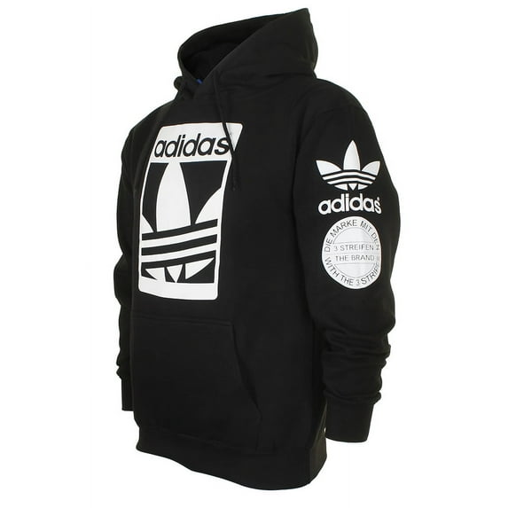 Adidas Original Trefoil Graphic Black Pullover Hooded Sweatshirts (Men's), Size M