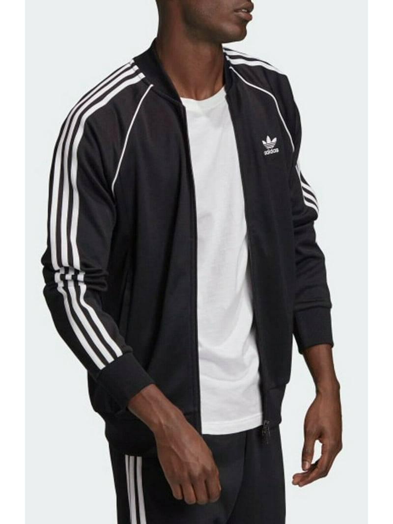 Adidas Men's Black Polyester Cotton Classics Track Jacket