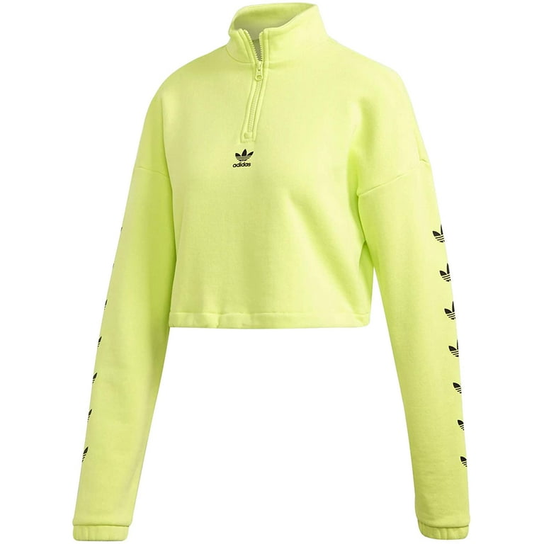Adidas Originals Repeat Trefoil 1 4 Zip Crew Womens Pullovers Size L Color Semi Frozen Yellow Walmart
