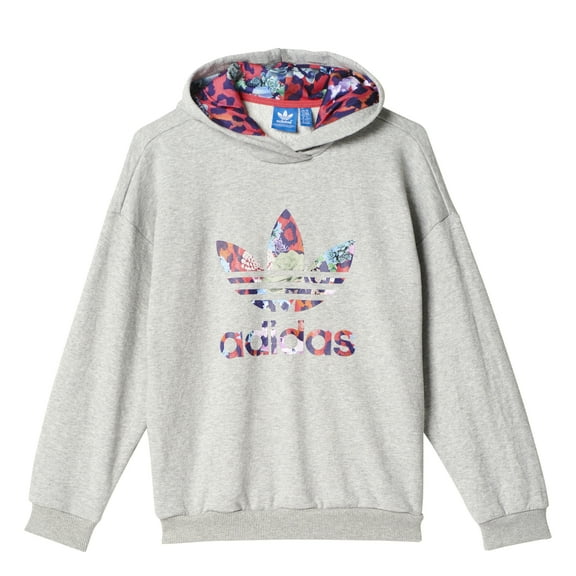 Adidas Originals S Rose Girls Hoodie Medium Grey Heather/Multicolor/Fresh Pink s96103