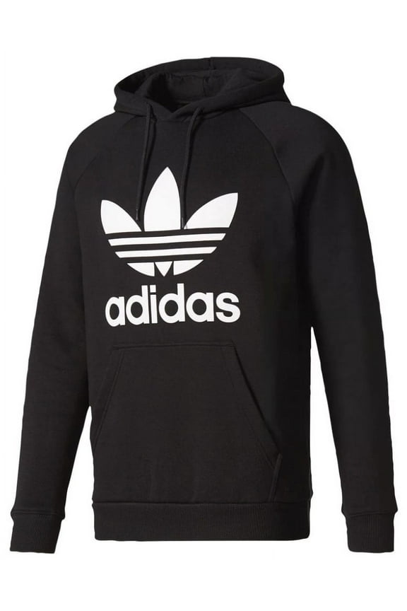 Originals Trefoil Men's Graphic Hoodie Kangaroo Pocket Black Gray Medium Grey Heather