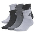 thumbnail image 1 of Adidas Originals Unisex Trefoil Quarter Socks - 6 Pairs - Grey/Onix Grey/Black - Large, 1 of 1