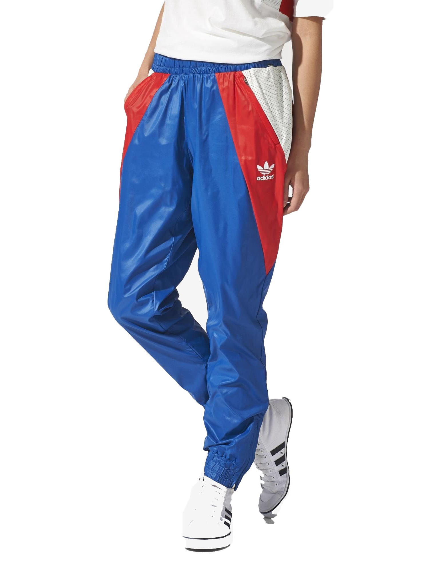Adidas Originals Women's Archive Series Running Track Pants-Blue/Red 