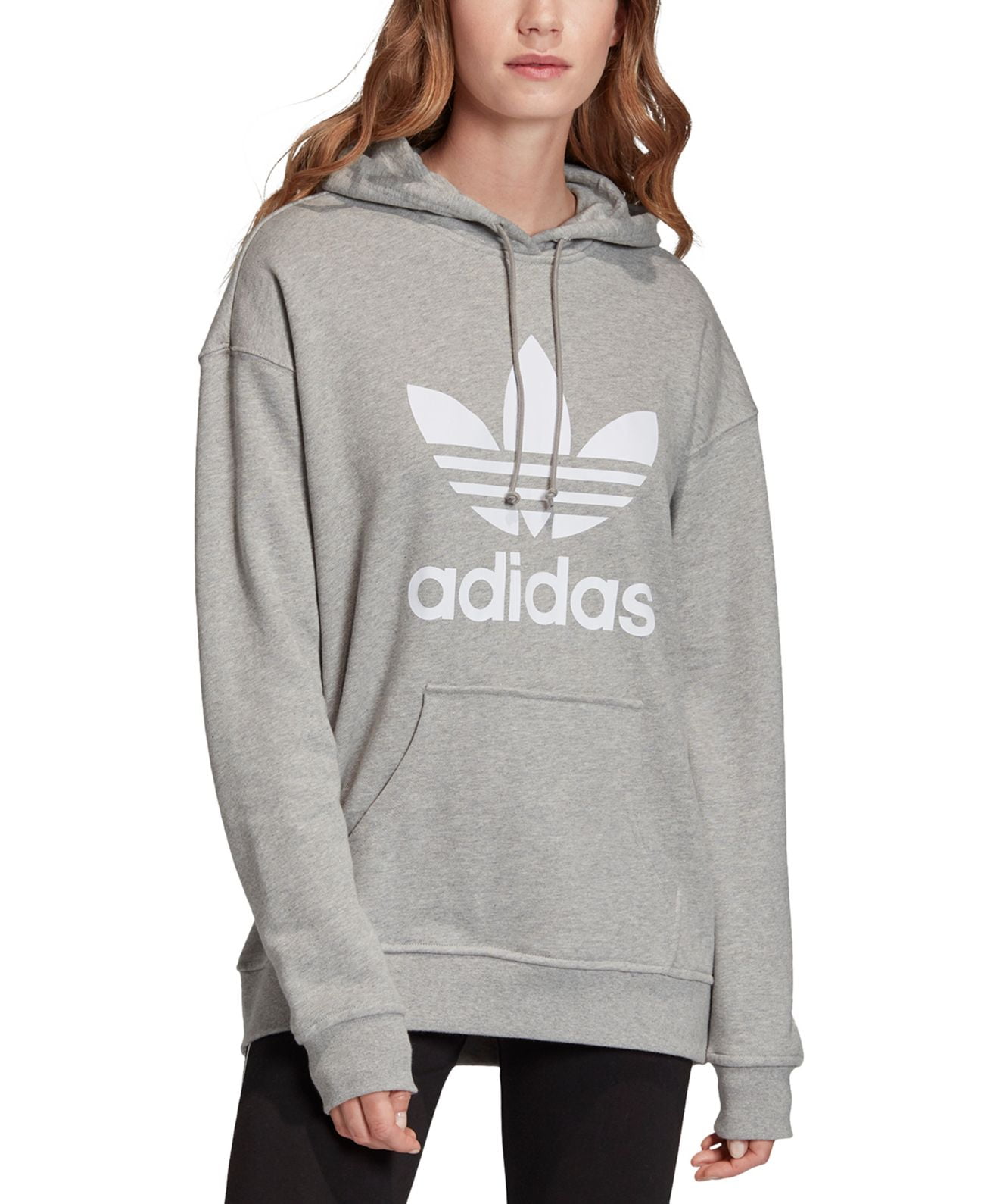 Adidas Originals Women's Trefoil Hoodie Sweatshirt, Grey, X-Small - Main Image