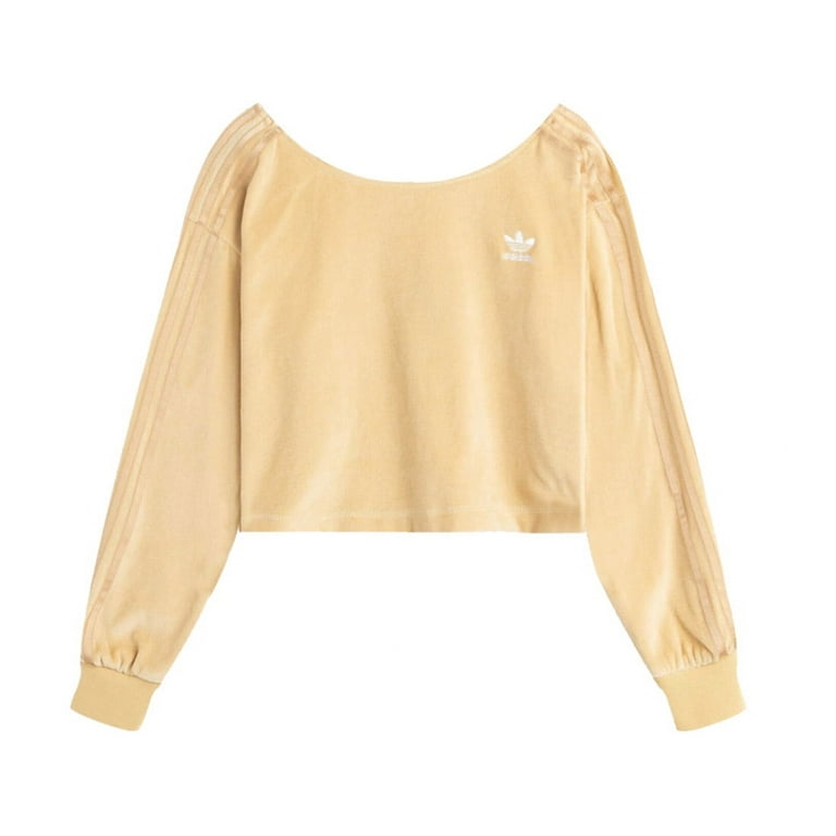 Adidas Ots Velour Crew Womens Active Sweatshirts Size S Color Beige Hazy