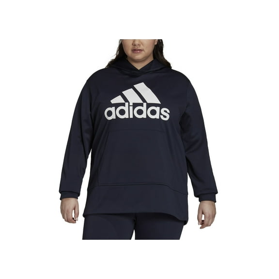 Adidas Plus Size Aeroready Big Logo Long Sleeve Hoodie Legend Ink/White 1X