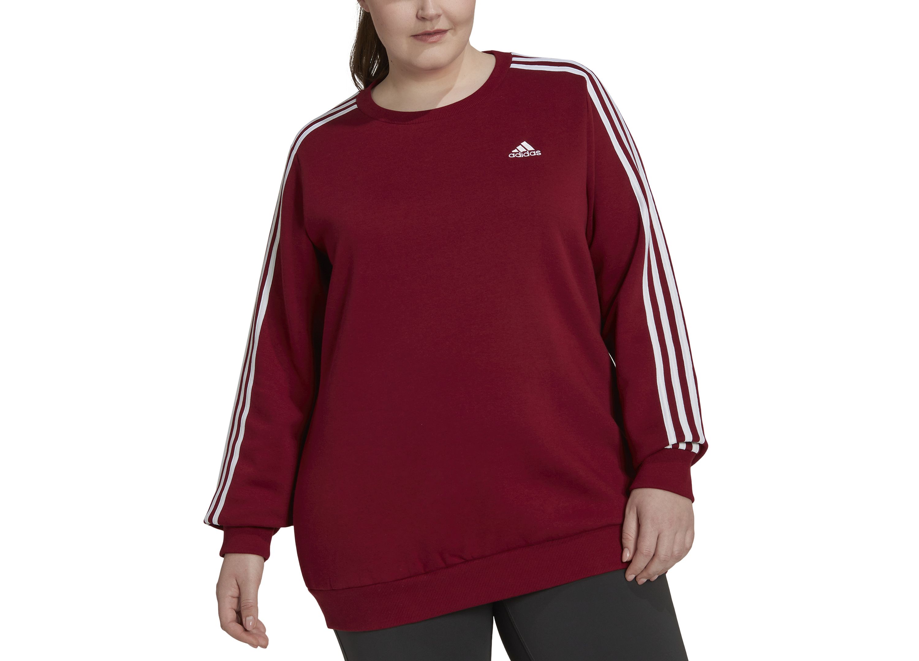 Adidas Plus Size Essentials 3 Stripes Fleece Sweatshirt 