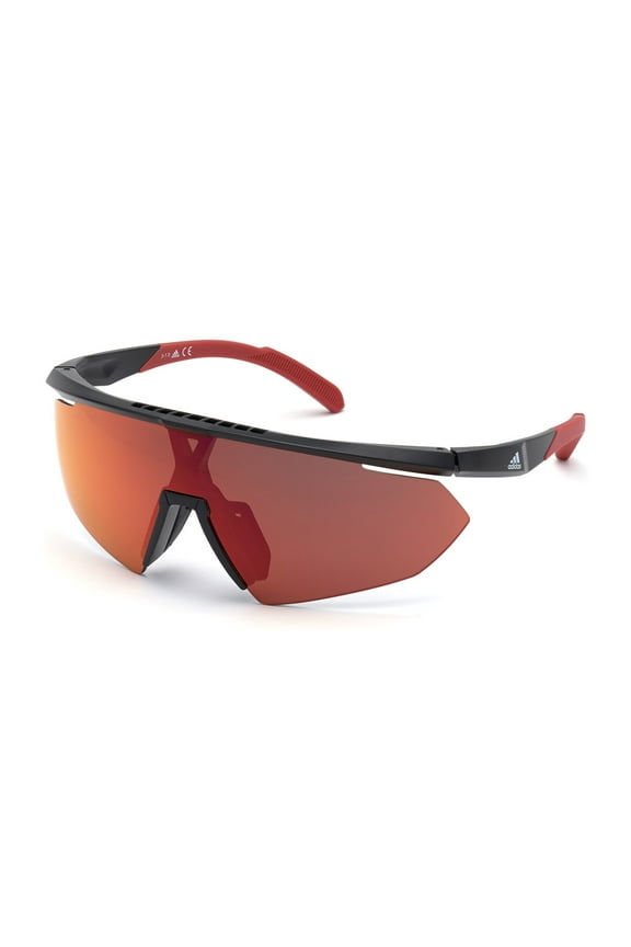 SP0015 Half Rim Shield Shiny Black Sunglasses