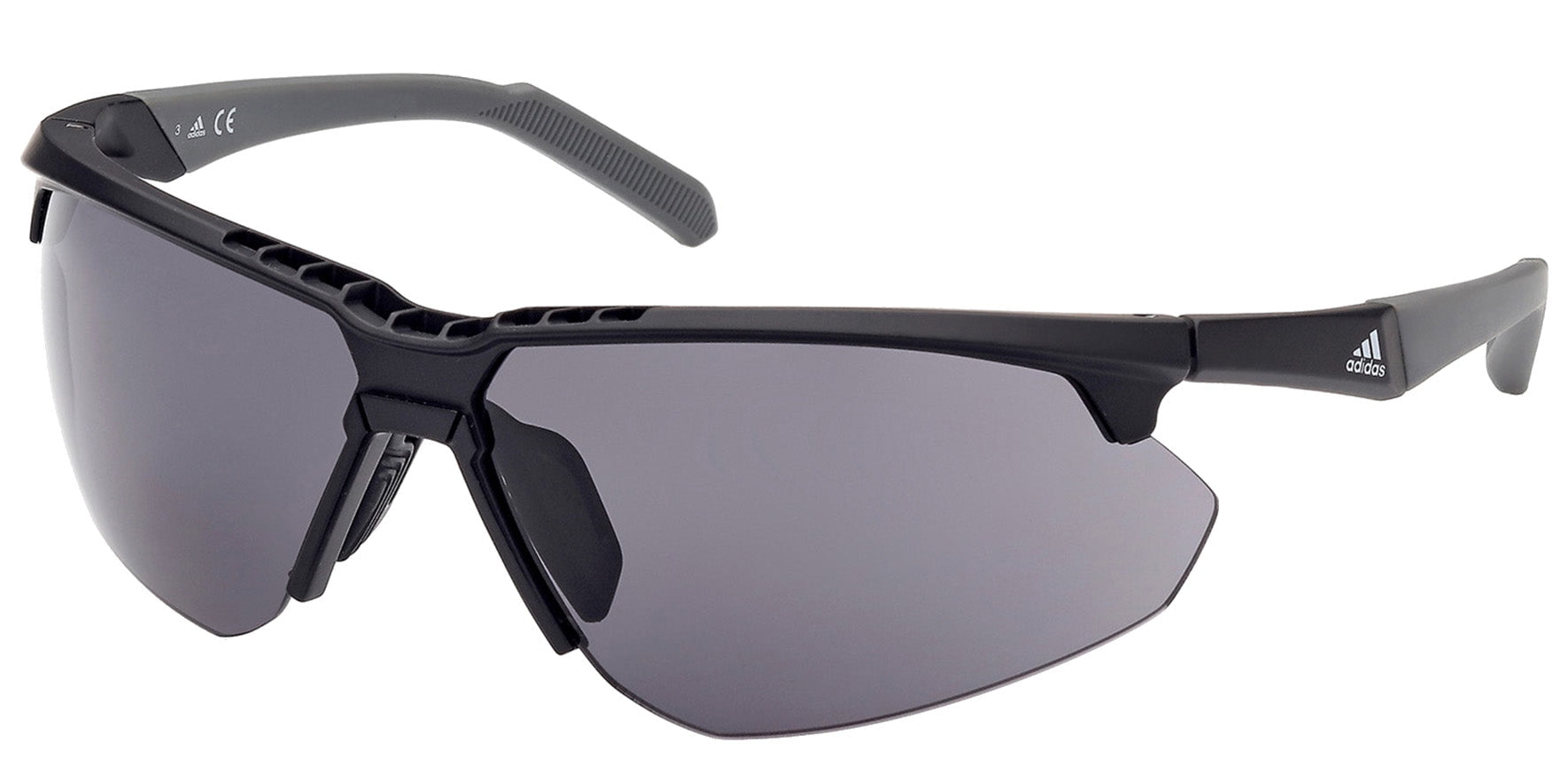 Adidas Men's Semi-Rimless Wrap Sunglasses with Clear Bonus Lens