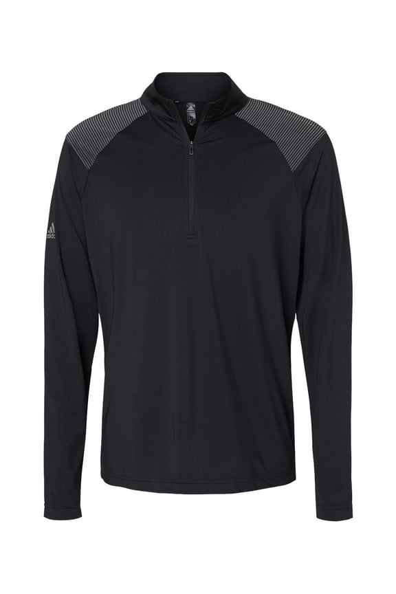 - Shoulder Stripe Quarter-Zip Pullover - A520 - Black - Size: XS