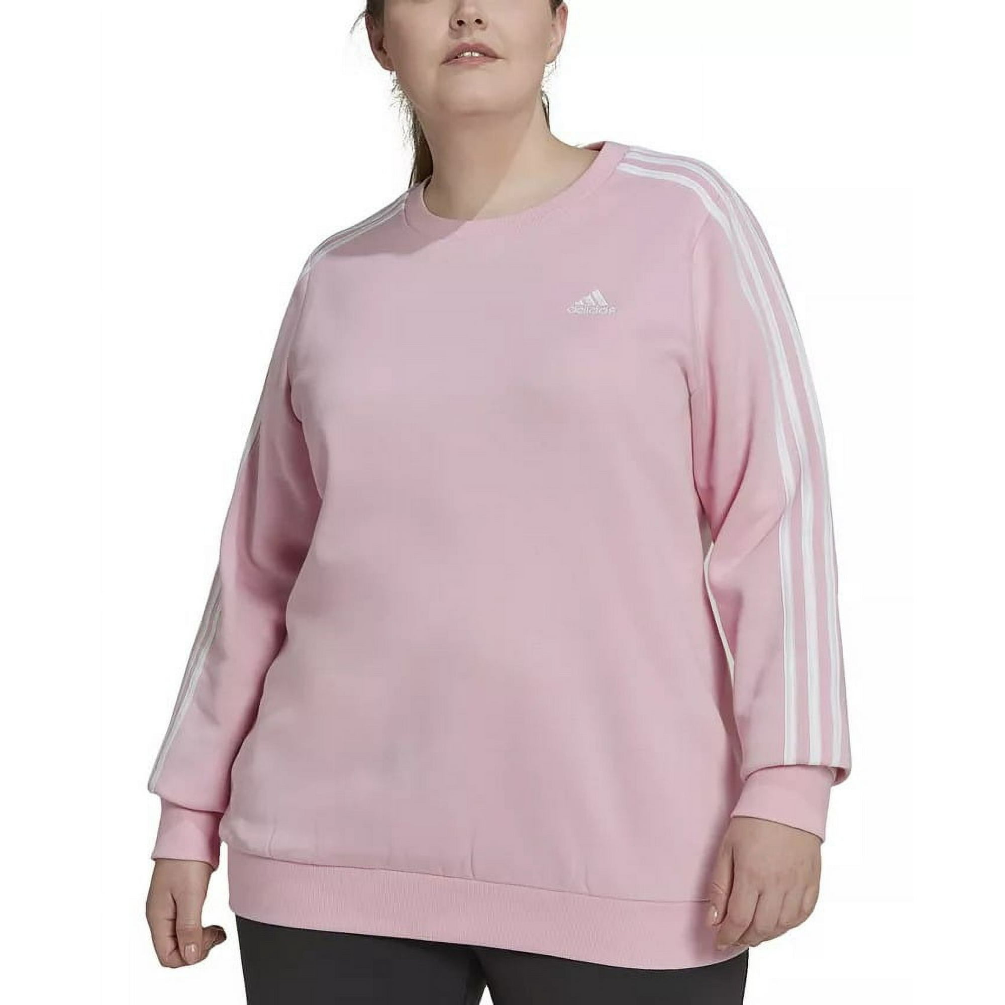 Soveværelse falskhed desillusion Adidas TRUE PINK/WHITE Women's Essentials 3-Stripes Fleece Sweatshirt, US  2X - Walmart.com