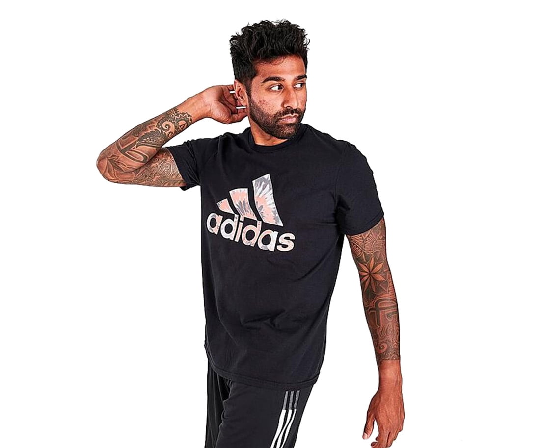 Tie-Dye Badge of Sport Logo Mens Active Shirts & Tees Size XS, Color: Black/Black