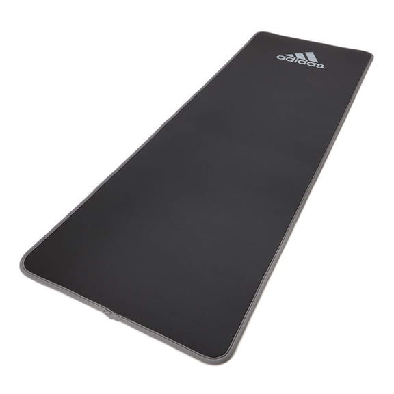 Adidas Training Mat 72 x 24 Cushioned Exercise Yoga Mat with Carry Strap, Black & Gray