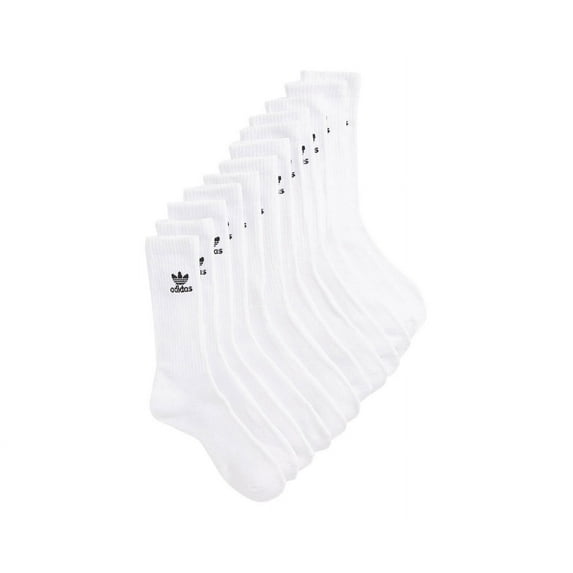 Adidas Trefoil Crew 6 Pairs Unisex Socks Size 6-12, Color: White