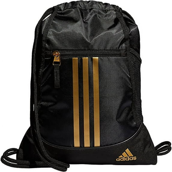 Adidas Unisex Alliance II Sackpack, Black and Gold Metallic