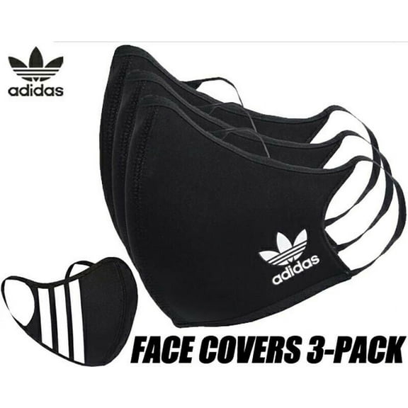 Adidas Unisex Face Covers Facemasks 3-Pack, Black/White, HC4703